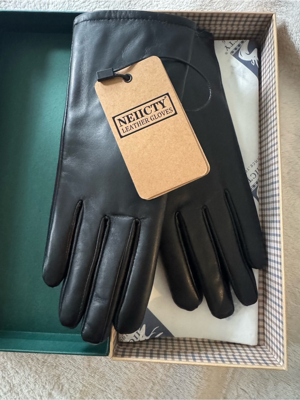 Women’s Black Genuine Leather Gloves NWT w/ Box Dress Gloves
